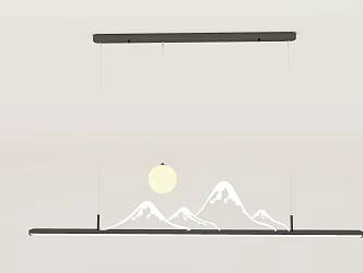 Landscape Dining Room Lamp New Chinese Style Long Chandelier Simple Mountain Moon-reflecting Tea Room Chandelier Minimalist Dining Table Lamps 3d model