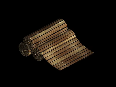 Bamboo Mat Books And Magazines With Handwoven Texture And Rolled Design 3d model