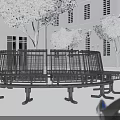 Circular Metal Landscape Seating With Grid Pattern Design For Urban Outdoor Public Park Square 3d model