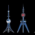 Various Industrial Equipment Tower Structures With Metal Frames And Spherical Components