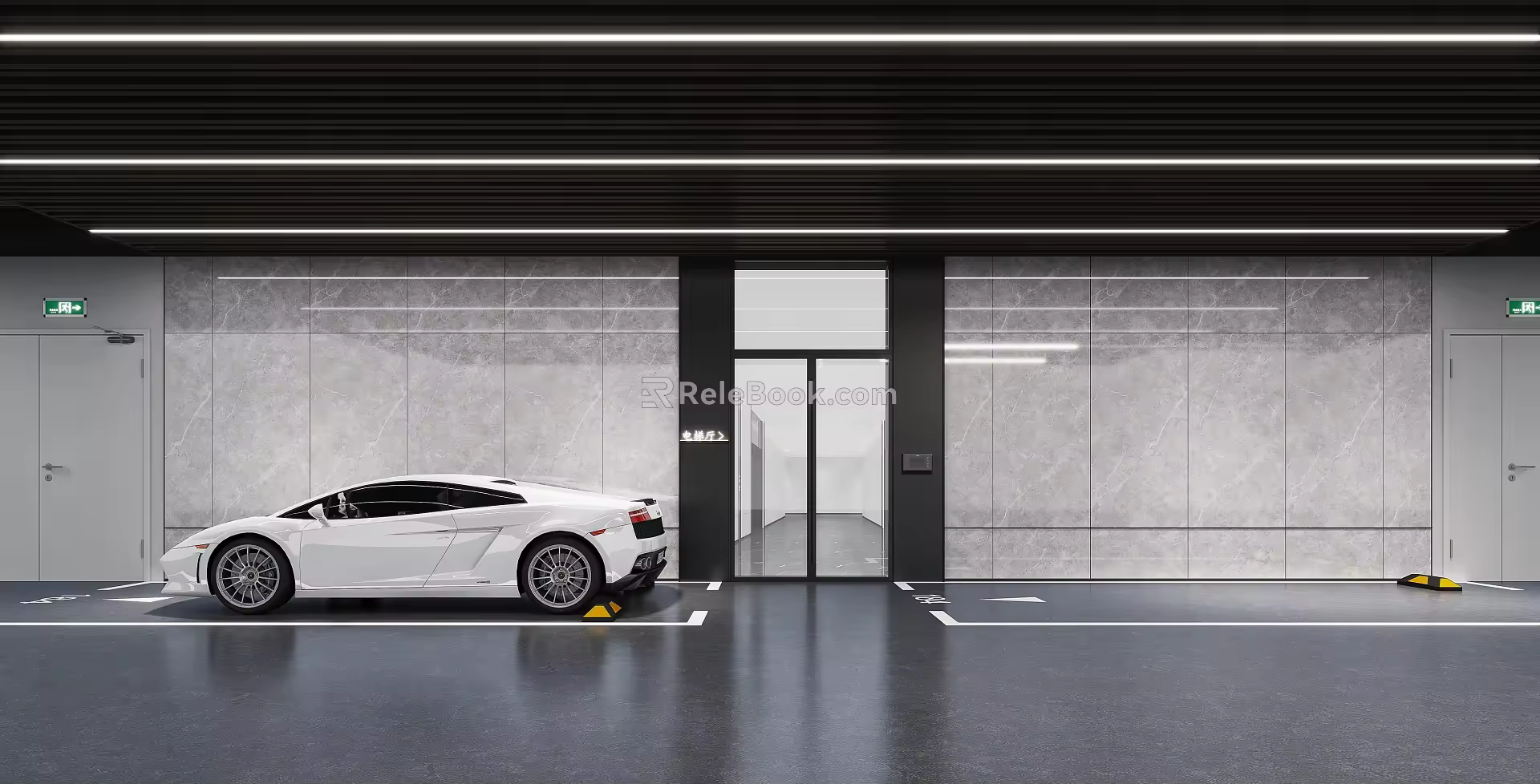 Modern car park carriage hall 3d model