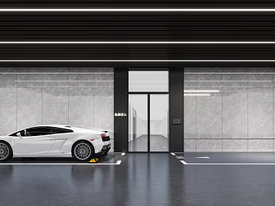 Modern car park carriage hall 3d model