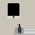 Wall Mounted Hand Dryer Above Sink With Hand Soap Dispenser And Towels