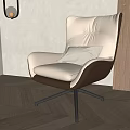 Modern White Leather Office Chair With Brown Backrest And Swivel Base Indoor