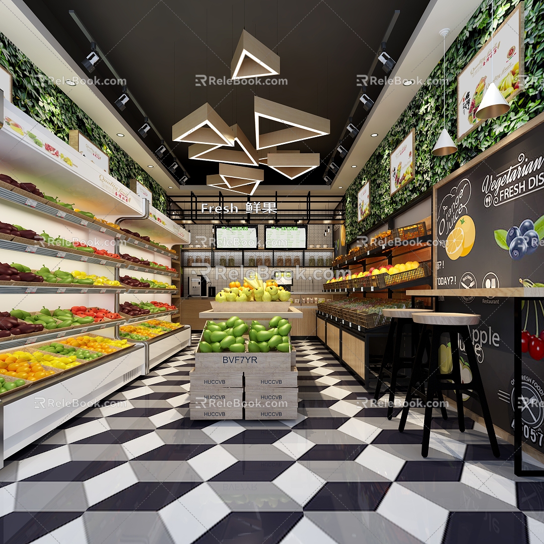 Modern Fruit Shop 3d model