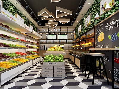 Modern Fruit Shop 3d model