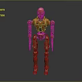 Red Sci Fi Robot With Mechanical Structure Standing In Studio Light 3d model