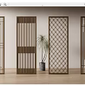 Modern Room Dividers With Various Geometric Patterns And Slatted Designs For Interior 3d model