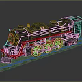 Black And Red Electric Toy Train With Large Wheels Moving On Green Track