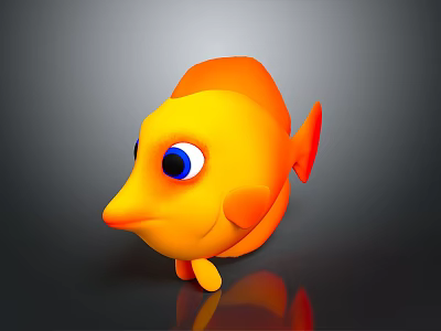 Cute Cartoon Orange Fish Character With Big Blue Eyes 3D Rendered Marine Creature 3d model