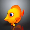Cute Cartoon Orange Fish Character With Big Blue Eyes 3D Rendered Marine Creature