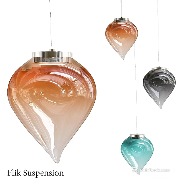 Modern Glass Pendant Lights With Teardrop Shape And Various Colors Design 3d model 