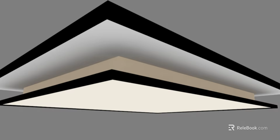 Modern LED Ceiling Light with Geometric Layered Design in Black White and Beige 3d model 