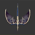 Blue Purple Dragon with Artistic White Patterned Wings Detailed Design on Dark Background