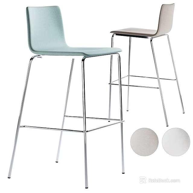 Modern Bar Stools With Sleek Metal Frame And Multiple Color Choices 3d model