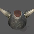 Viking Warrior Helmet With Metal Frame Leather Panel Decorative Horns And Engraved Emblem