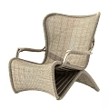 Handwoven Beige Leisure Chair With Modern Design Comfortable Armrests And Sturdy Structure