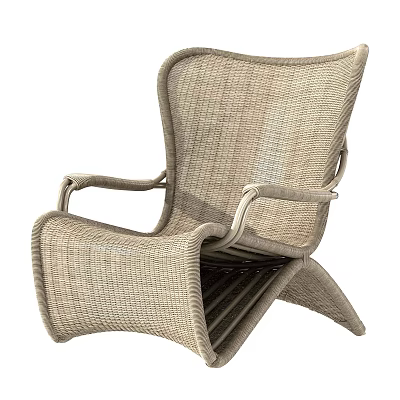 Handwoven Beige Leisure Chair With Modern Design Comfortable Armrests And Sturdy Structure 3d model