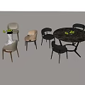 Modern Dining Table Set With Round Oval Rectangular Tables Chairs And Bench 3d model