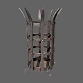 Vintage Agricultural Equipment With Metal Frame Spiked Top And Grid Design Base Supports