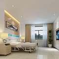 Modern Hospital Room Interior With Two Beds TV Window And Potted Plant