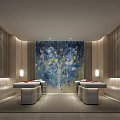Luxurious SPA Interior Design With Massage Beds And Abstract Wall Art