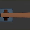 Modern Electronic Device With Orange Stand And Hanging Blue Container