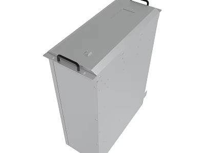 Sturdy Gray Industrial Metal Box With Black Handles And Secure Lid 3d model