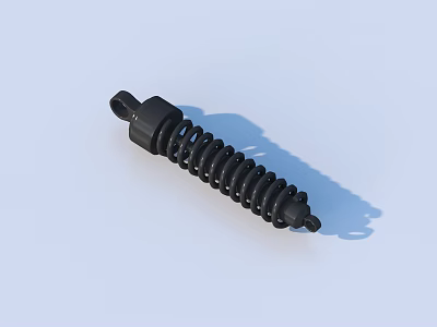 Black Coil Spring Mechanical Part With Metal Construction And Connecting Ends 3d model
