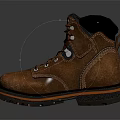 Brown Work Boots With Black Toe Gray Laces And Orange Sole Accent