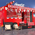 Red Coca-Cola Functional Vehicle Mobile Vending With Decorated Canopy And Beverage Displays