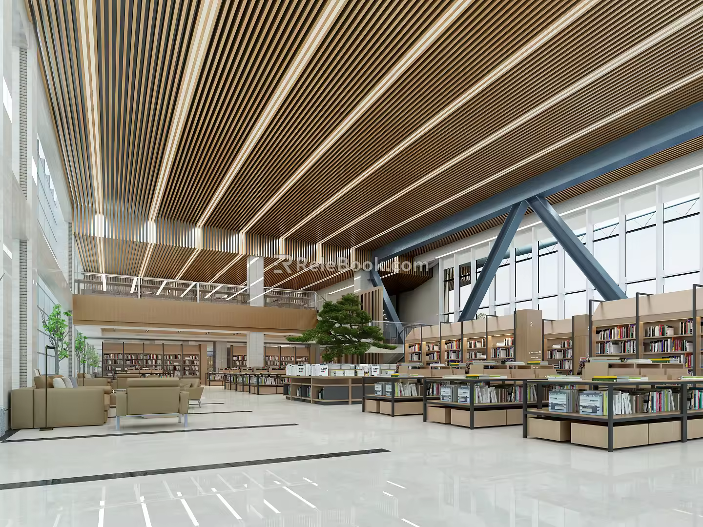 modern library 3d model
