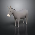 Gray Donkey 3D Model Standing On Dark Background With Reflection