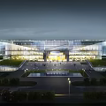 Modern Architectural Building With Green Roof Glass Curtain Wall And Urban Green Surroundings