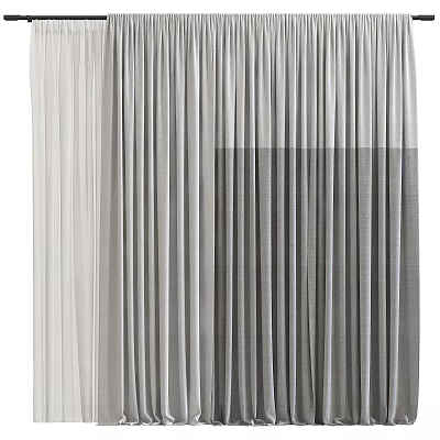 Modern Textured Curtains With Layered Neutral Tones And Elegant Drapery 3d model