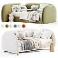 Modern Sofa Bed With Multiple Color Options And Decorative Pillows Blankets 3d model