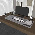 Modern computer desktop computer monitor keyboard folder alarm clock 3d model