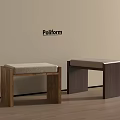 Modern Wooden Stools With Upholstered Seats Against Wall Poliform Brand On Wooden Floor