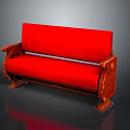 Red Upholstered Sofa with Wooden Arms and Elegant Classic Design