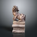 Traditional Stone Lion Guardian Statue With Carved Mane And Pedestal Base