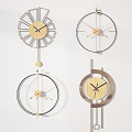 Light Luxury Clock Metal Wall Clock Combination 3d model