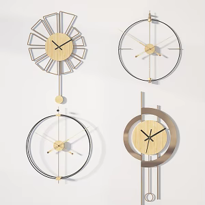 Light Luxury Clock Metal Wall Clock Combination 3d model