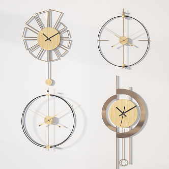 Light Luxury Clock Metal Wall Clock Combination 3d model