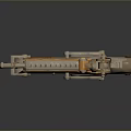 Sci Fi Weapon with Copper And Silver Metallic Finish Mechanical Structure Design Futuristic Details