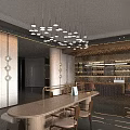 Modern Luxury Sales Office Interior Design With Exquisite Chandeliers Marble Flooring And Spacious Panoramic Windows