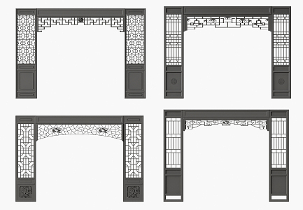 New Chinese door arch plat 3d model