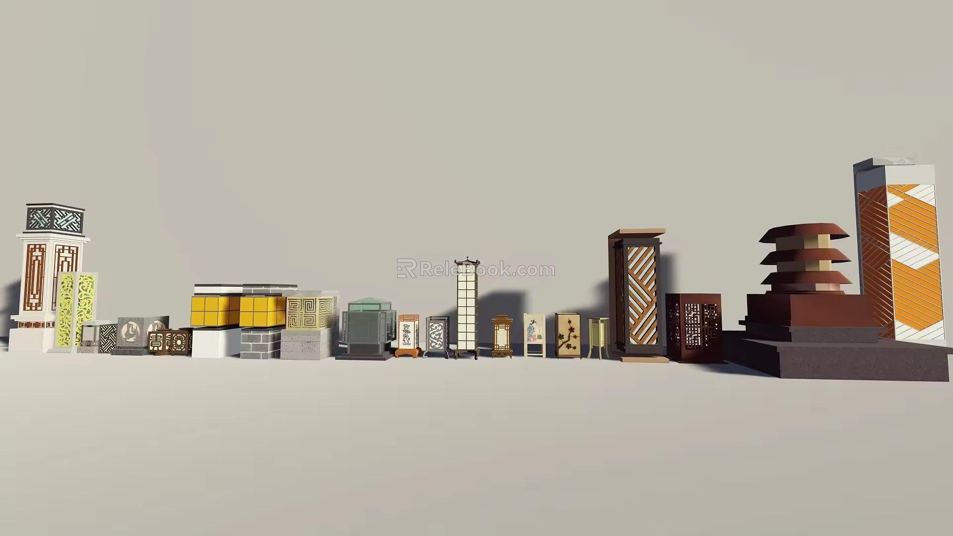 New Chinese-style Low Landscape Lamp 3d model