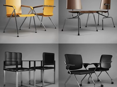 Modern Office Chairs In Multiple Colors With Metal Frame And Stylish Design For Workspace 3d model