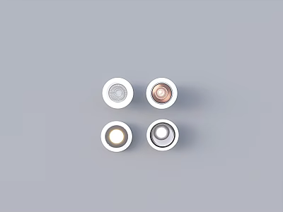 Modern Round Downlights And Spotlights In White Rose Gold For Home Lighting 3d model