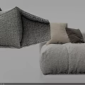 Gray Lazy Sofa Set with Brown Leather Pillow Blanket and Beige Dark Brown Pillows